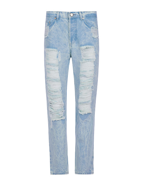 Light Blue Distressed Slim Jeans, 1