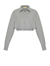 Светло-серая укороченная рубашка в клетку