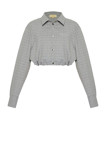 Light Grey Cotton Cropped Shirt, 1