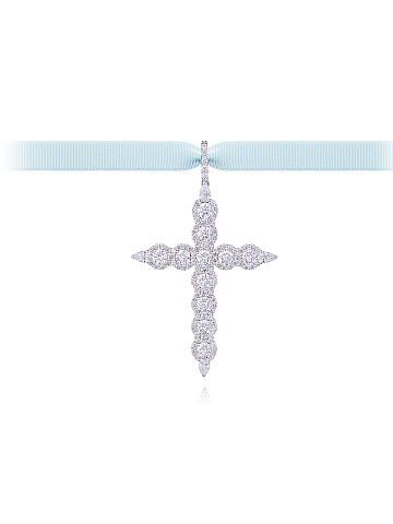 White Gold & Diamond Cross Pendant, 1