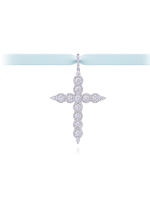 White Gold & Diamond Cross Pendant, 1