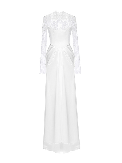 White Lace & Embroidery Silk Maxi Dress, 1 White Lace & Embroidery Silk Maxi Dress, 1