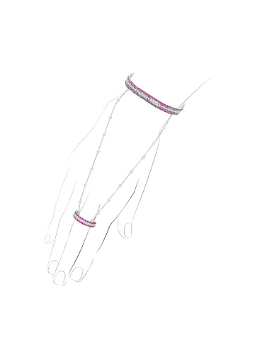 Round Diamond, Ruby & White Gold Earrings, 1