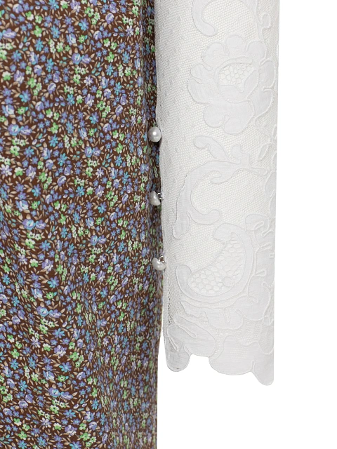 Cotton midi dress with floral print and lace sleeves, 4 Cotton midi dress with floral print and lace sleeves, 4