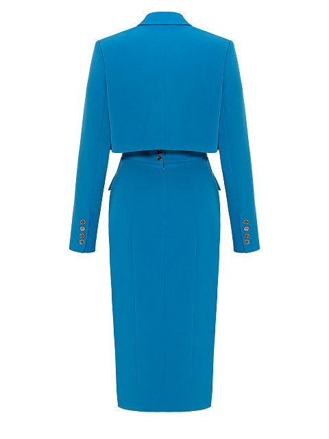 Electric Blue Wool Midi Skirt Suit, 2 Electric Blue Wool Midi Skirt Suit, 2