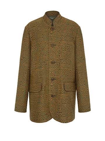 Single-breasted jacket in yellow-green jacquard, 1