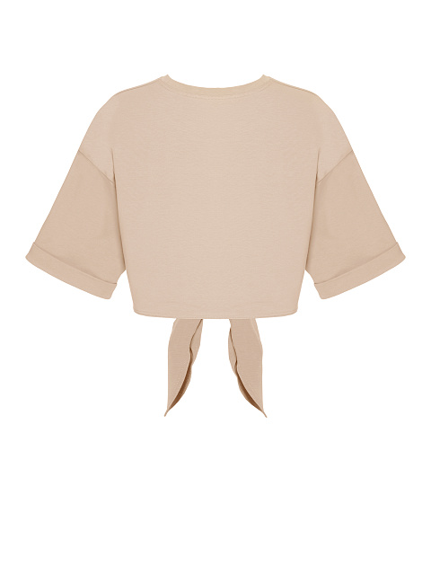 Light beige cropped T-shirt with a knot, 2 Light beige cropped T-shirt with a knot, 2