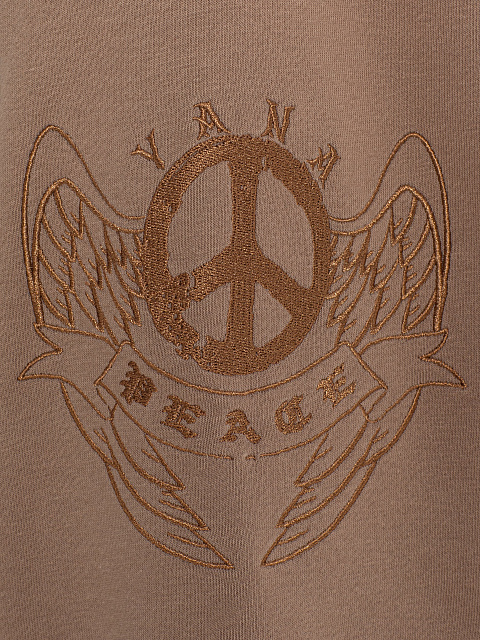 Beige cotton tracksuit with Peace embroidery, 4 Beige cotton tracksuit with Peace embroidery, 4