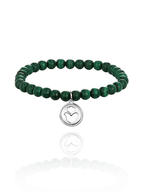 Silver & Malachite Beaded Bracelet, 1