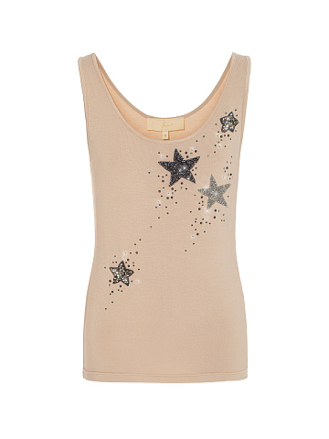 Dark Beige Rhinestones Tank Top, 1