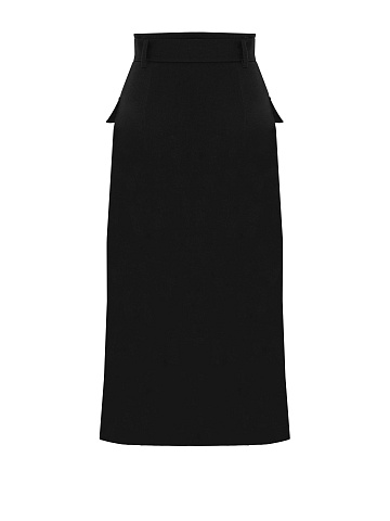Black Midi Skirt With Pockets, 2