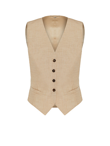 Beige Cotton & Silk Vest, 1