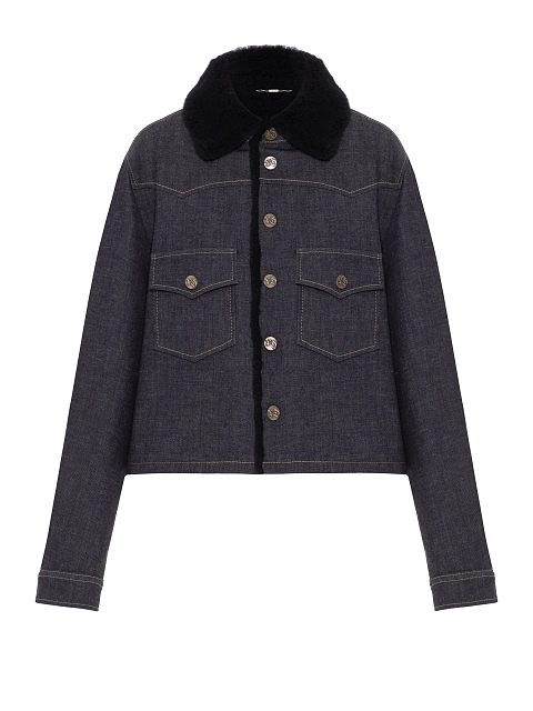 Navy Shearling Lined Denim Jacket, 1 Navy Shearling Lined Denim Jacket, 1