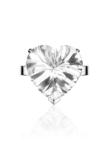 White Gold & Heart-cut Clear Topaz Ring, 2