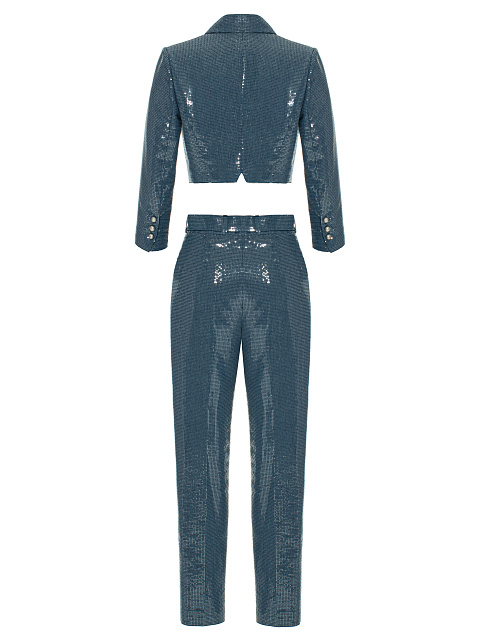 Blue Sequin Denim Pant Suit, 2 Blue Sequin Denim Pant Suit, 2