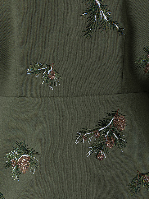 Khaki sweatshirt with embroidery, 3