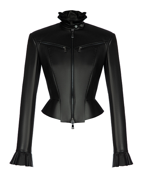 Black Leather Peplum Jacket, 1 Black Leather Peplum Jacket, 1