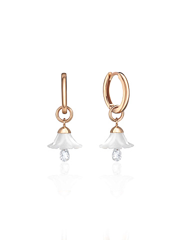 Rose gold hoops with mother-of-pearl and rock crystal, 1