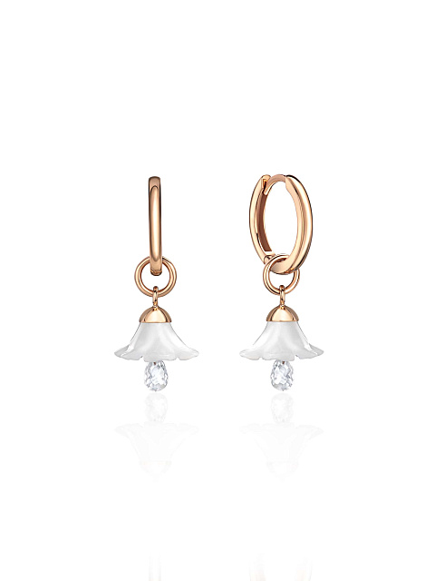 Rose gold hoops with mother-of-pearl and rock crystal, 1