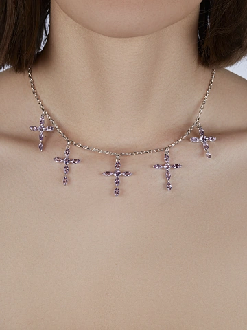Silver & Amethyst Cross Necklace, 2
