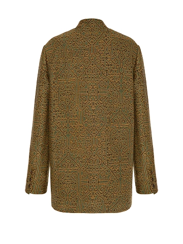 Single-breasted jacket in yellow-green jacquard, 2