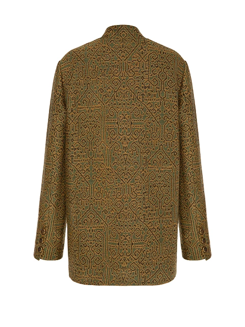 Single-breasted jacket in yellow-green jacquard, 2 Single-breasted jacket in yellow-green jacquard, 2