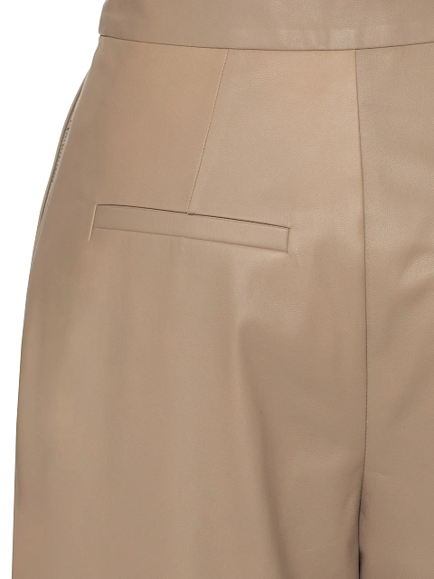 Beige Leather Wide Pants, 4 Beige Leather Wide Pants, 4