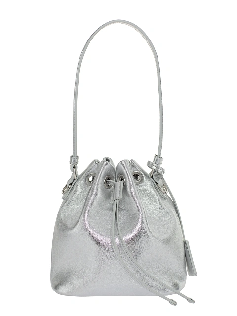 Silver Leather Pouch Bag, 3 Silver Leather Pouch Bag, 3