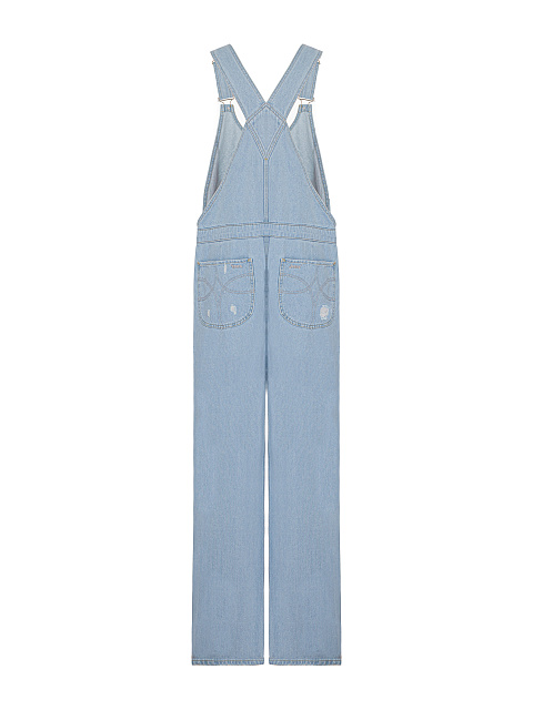 Light Blue Distressed Denim Jumpsuit, 3