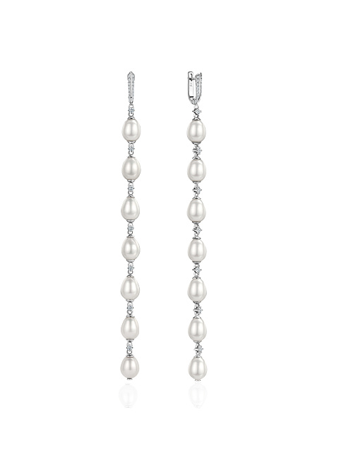 Long earrings with pearls and topazes, 1