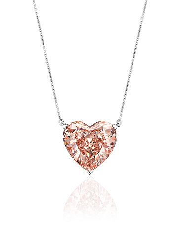 White gold necklace with pendant with pink LG diamond, 1