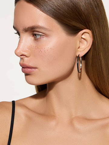 White gold hoops with black enamel, 2