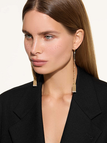 Yellow gold tassel earrings with yellow diamonds, 2