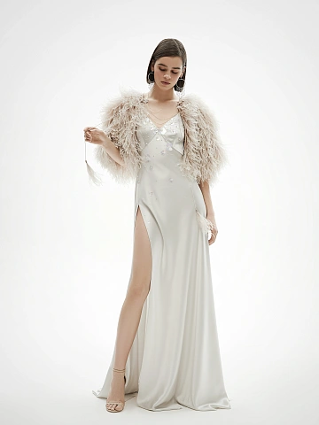 Grey Sequin Silk Maxi Dress, 2