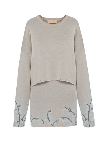 Beige May-Lily Knitted Sweater & Skirt Set, 1