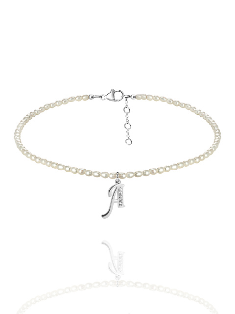 Pearls, Cubic Zirkonia & Silver "A" Letter Choker, 1