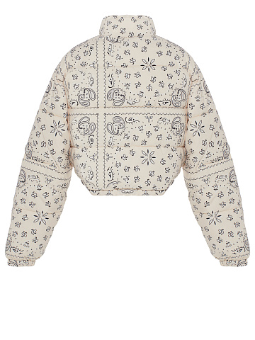 Milk‑colored cropped down jacket with paisley pattern, 2