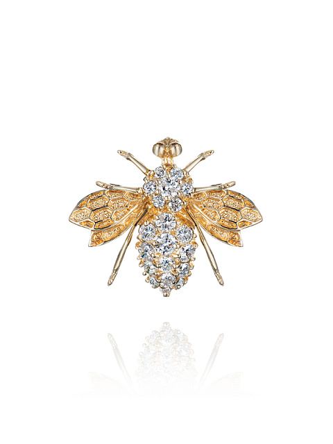 Round Diamond & Gold "Fly" Brooch, 1