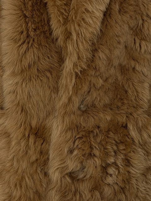 Brown Cropped Sheepskin Coat, 6