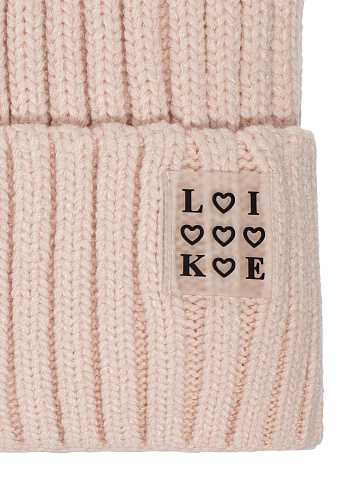 Light Pink "Like" Patch Beanie, 2