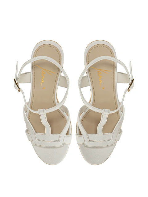 White leather wedge sandals, 4
