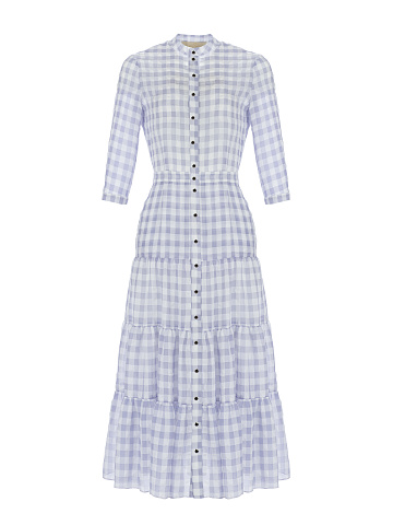 Lilac Checked Chiffon Midi Dress , 1