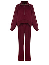 Бордовый костюм с укороченной толстовкой и вышивкой в виде крестов