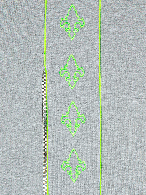 Grey & Neon Green Lily Embroidered Jersey Suit, 5 Grey & Neon Green Lily Embroidered Jersey Suit, 5