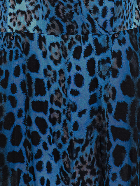 Blue Tunic With Leopard Print And Fringe, 3