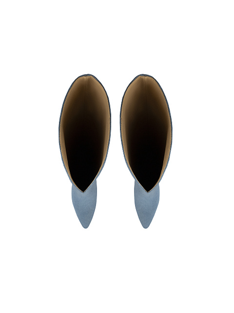 Light Blue Denim Heeled Tall Boots, 4