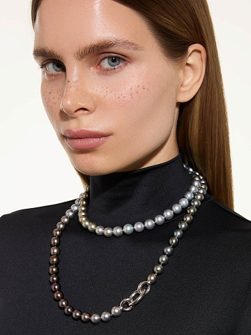 White gold necklace with Tahitian Multicolor pearls, 2