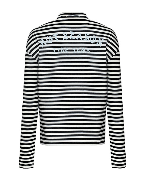 Black and white cotton striped top with light blue print, 2 Black and white cotton striped top with light blue print, 2