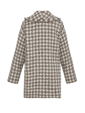 Beige Cashmere Pea Coat With Fringes, 2