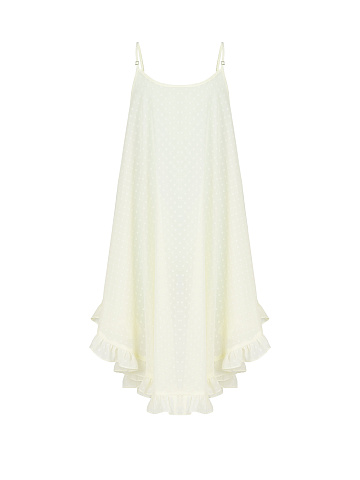 Pale Yellow Polka-Dot Chiffon Girl's Sundress, 1
